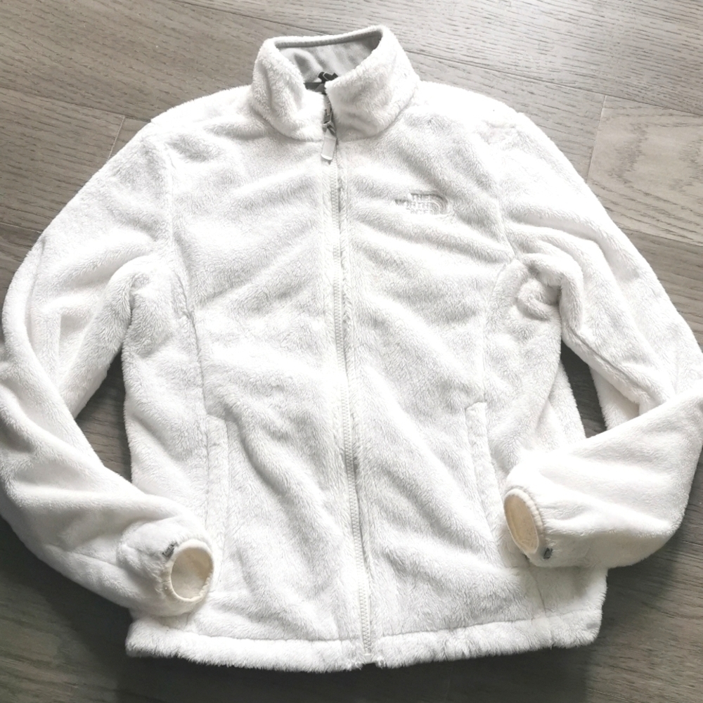 The North Face white fleece long sleeve mock funnel neck jacket. Size small. EUC - Picture 2 of 9